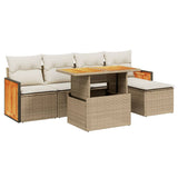 6 Piece Garden Sofa Set with Cushions Beige Poly Rattan 3273935