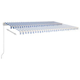 Manual Retractable Awning with LED 500x350 cm Blue and White 3069021