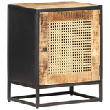 Bedside Cabinet 40x30x50 cm Rough Mango Wood and Natural Cane 323140