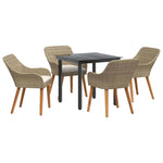 Garden Dining Set with Cushion 5 pcs Beige Poly Rattan 3261699