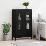 Highboard Black Oak 70 x 31 x 115 cm Engineered Wood and Iron 880862