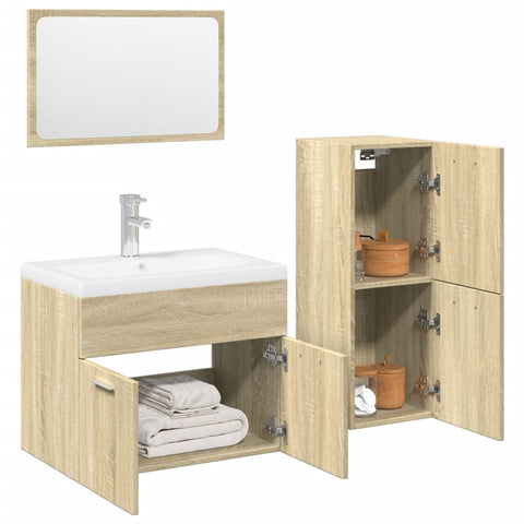 ZNTS 4 Piece Bathroom Furniture Set Sonoma Oak Engineered Wood 3325008