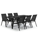 7 Piece Garden Dining Set Black 3095986