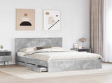 Bed Frame with Drawer Concrete Grey 150 x 200 cm Engineer Wood 3411106