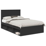 Bed Frame with Headboard Black 120 x 200 cm Solid Pine Wood 3409382
