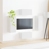 TV Cabinet Set 2 pcs High Gloss White Engineered Wood 3408974