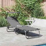 Folding Sun Lounger Folding Grey 190 x 57 x 81 cm Oxford 42003131