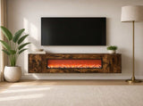 Electric Fireplace Smoked Oak 155 x 30 x 44 cm Engineered wood 8021019