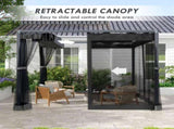 3 x 3m Aluminium Frame Pergola, with Retractable Roof - Dark Grey T3398P319922