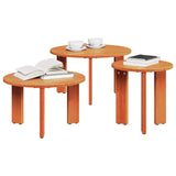 Coffee Table 3 pcs Wax Brown Solid pine wood 873564