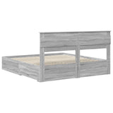 Bed Frame with Drawer Grey Sonoma 200 x 200 cm Engineered Wood 3409957