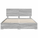 Bed Frame with Drawer Grey Sonoma 200 x 200 cm Engineered Wood 3412747
