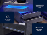 Nightstand LED Bedside Table Cabinet Lights Modern End Side with 2 Drawers for Bedroom T3272P287612