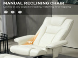 Faux Leather Manual Recliner and Footstool Set - Cream White T3398P548744