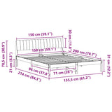 Bed frame Brown and light grey 150 x 200 cm Solid pine wood 878669