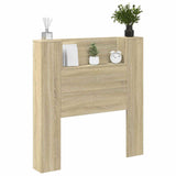 Storage Headboard with LED Sonoma Oak Engineered Wood 3418644