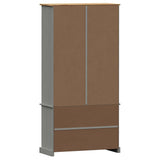 Glass Display Cabinet VIGO Grey 85x35x170 cm Solid Wood Pine 353195