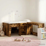 Kids'High Bed Frame with Desk 2 pcs Smoked Oak Engineered Wood 3423466