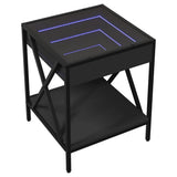 Bedside Table with Infinity LED Black 40x40x49 cm 3284096