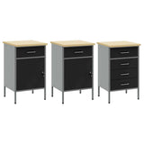 Work Cabinet with Drawer 7 pcs Black Engineered Wood and Steel 3321442