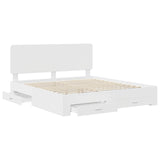 Bed Frame with Headboard White 200 x 200 cm Engineered Wood 3412742