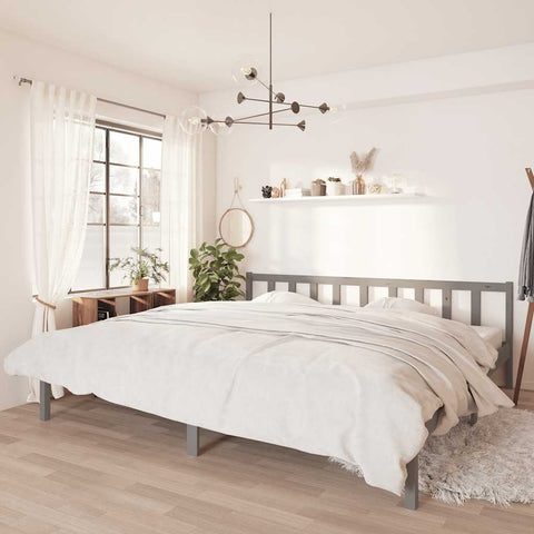 810104 Bed Frame without Mattress Grey Solid Wood 200x200 cm