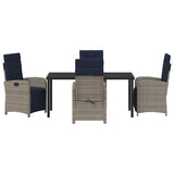 Garden Dining Set with Cushion 5 pcs Grey Poly Rattan 3380361