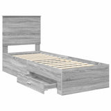 Bed Frame Grey Sonoma and Silver 70 x 190 cm Engineered Wood 3411373