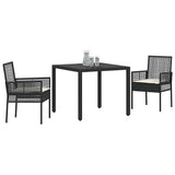 Garden Dining Set 3 pcs Black Poly rattan 3334855