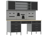 Work Cabinet 7 pcs Black and Grey Engineered Wood and Steel 3321460