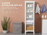 Tall Bathroom Storage Unit, Slim Bathroom Cabinet with Adjustable Shelves and Double Door, White T3398P378067
