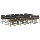 13 Piece Garden Dining Set with Cushions Grey Poly Rattan 3211484