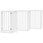 Dog Gate with Door Foldable 6 Panels White 300 cm Poplar Wood 352247