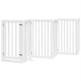 Dog Gate with Door Foldable 6 Panels White 300 cm Poplar Wood 352247