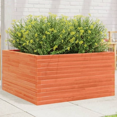ZNTS Garden Planter Wax Brown 90x90x46 cm Solid Wood Pine 3282426
