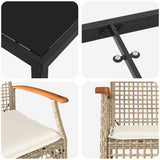 Garden Dining Set with Cushion 9 pcs Beige and Black Rattan 3380833