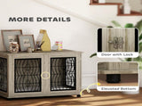 Indoor Dog Crate Furniture End Table with Soft Washable Cushion, Lockable Front Door, for Large Dogs T3398P376378