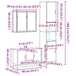 ZNTS 3 Piece Bathroom Furniture Set Black Engineered Wood 3301070