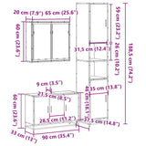 3 Piece Bathroom Furniture Set Smoked Oak Engineered Wood 3301072