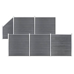 WPC Fence Set 5 Square + 1 Slanted 965x186 cm Grey 3053237