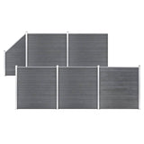 WPC Fence Set 5 Square + 1 Slanted 965x186 cm Grey 3053237