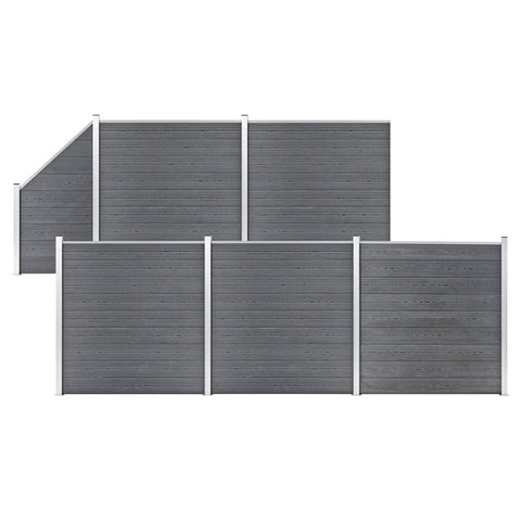 WPC Fence Set 5 Square + 1 Slanted 965x186 cm Grey 3053237