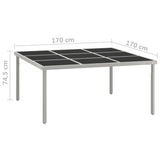 Garden Dining Table 170x170x74.5 cm Glass and Steel 313084