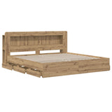 Bed Frame with Storage and Headboard Artisan Oak 180 x 200 cm 3445832