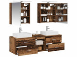 Bathroom Furniture Set 5 pcs Old Wood Engineered Wood and Glass 3406797