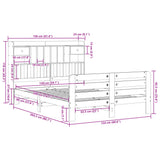 Bookcase Bed without Mattress 150x200 cm King Size Solid Wood Pine 3309965