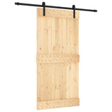Sliding Door Natural and Black 100 x 210 cm Solid Pine Wood 3444916