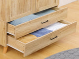 2 Door Wardrobe, Modern Wardrobe with 2 Drawer and Hanging Rail for Bedroom, Natural T3398P378726