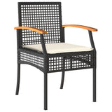 ZNTS 5 Piece Garden Dining Set with Cushions Black Poly Rattan 3213561