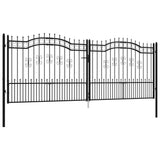 ZNTS Fence Gate with Spear Top Black 406x198 cm Powder-coated Steel 151102